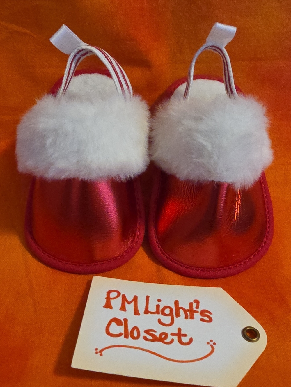 Carter's Baby Girl's Metallic Red Faux-Fur Holiday Slip on Shoes 0-3 Months
